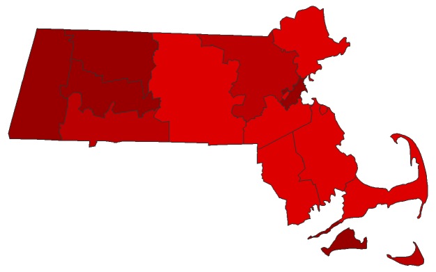 2012 Presidential General Election - Massachusetts Election County Map