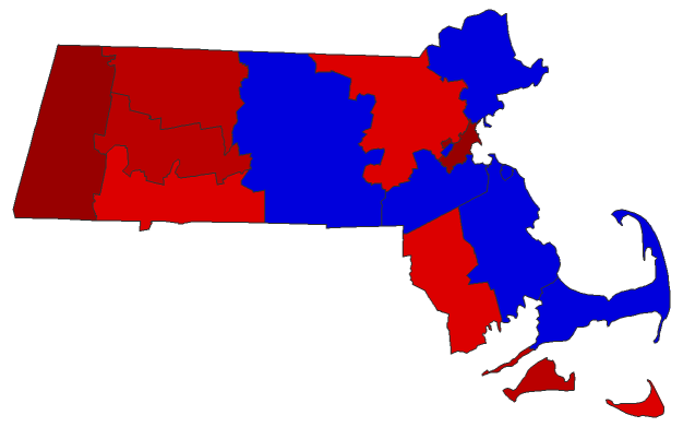 2012 Senatorial General Election - Massachusetts Election County Map