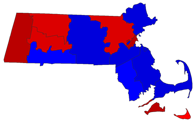 2014 Gubernatorial General Election - Massachusetts Election County Map