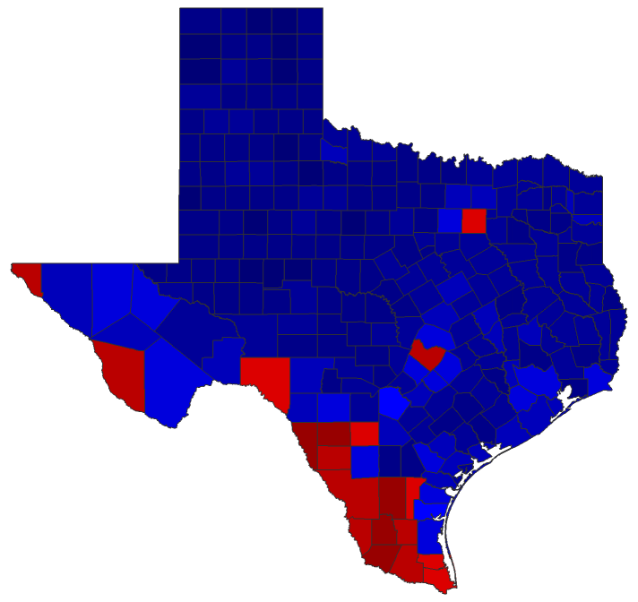 2014 Gubernatorial General Election - Texas Election County Map