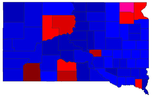 2014 Senatorial General Election - South Dakota Election County Map