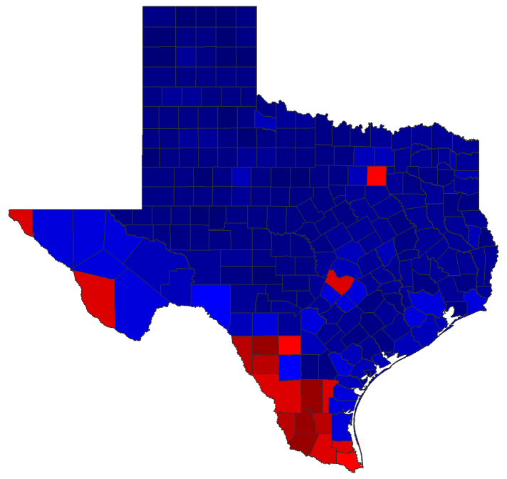 2014 Senatorial General Election - Texas Election County Map