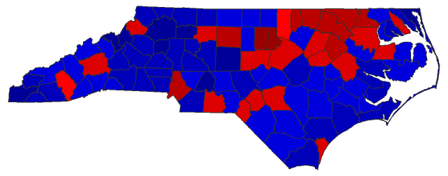 2016 Gubernatorial General Election - North Carolina Election County Map