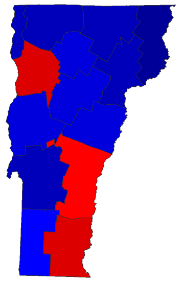 2016 Gubernatorial General Election - Vermont Election County Map
