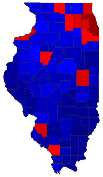 2016 Presidential General Election - Illinois Election County Map