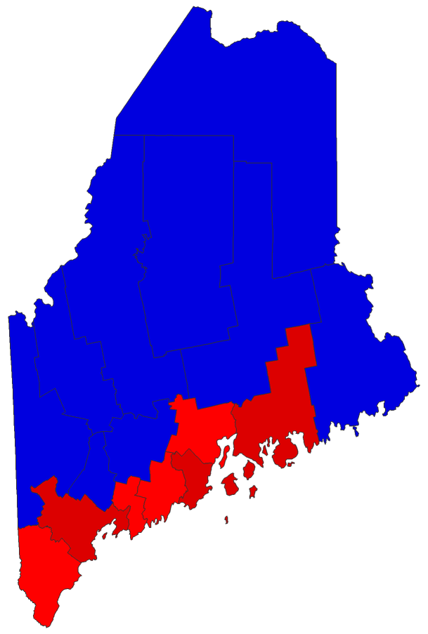 2016 Presidential General Election - Maine Election County Map