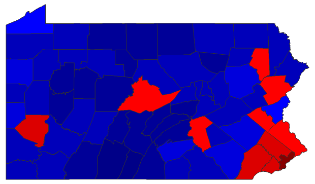 2016 Presidential General Election - Pennsylvania Election County Map