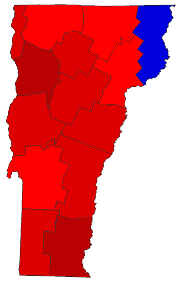 2016 Presidential General Election - Vermont Election County Map