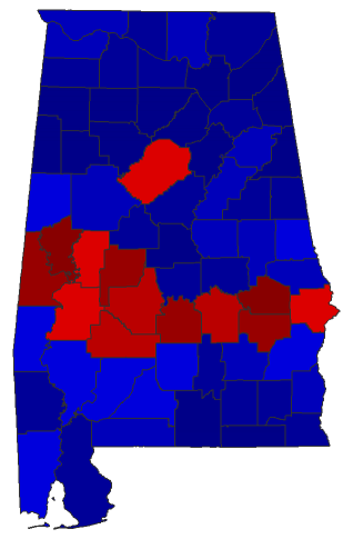 2016 Senatorial General Election - Alabama Election County Map