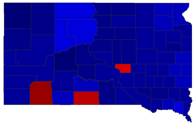 2016 Senatorial General Election - South Dakota Election County Map