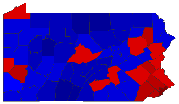 2018 Gubernatorial General Election - Pennsylvania Election County Map