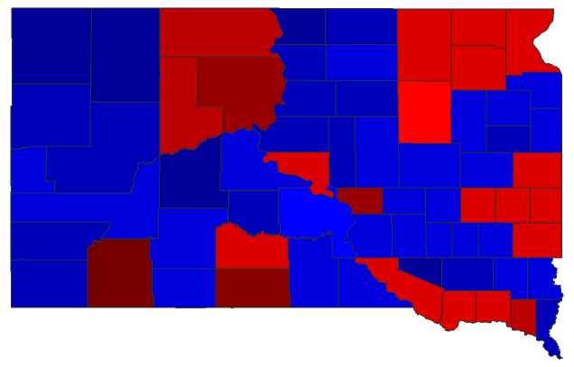 2018 Gubernatorial General Election - South Dakota Election County Map