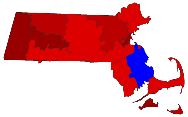 2018 Senatorial General Election - Massachusetts Election County Map