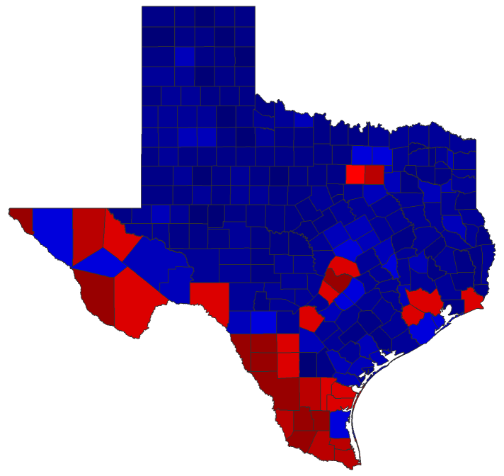 2018 Senatorial General Election - Texas Election County Map