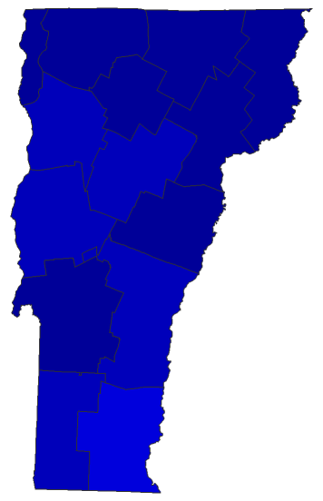 2020 Gubernatorial General Election - Vermont Election County Map