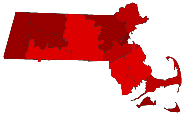 2020 Presidential General Election - Massachusetts Election County Map