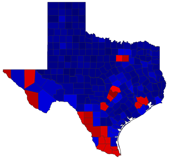 2020 Presidential General Election - Texas Election County Map