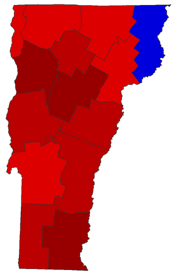 2020 Presidential General Election - Vermont Election County Map