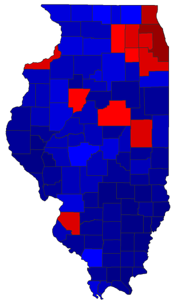 2022 Gubernatorial General Election - Illinois Election County Map