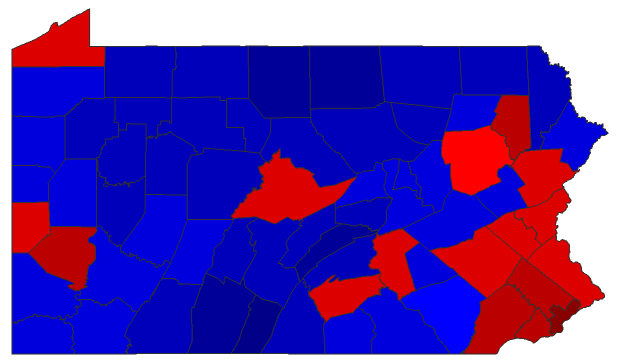 2022 Gubernatorial General Election - Pennsylvania Election County Map