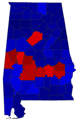 2022 Senatorial General Election - Alabama Election County Map