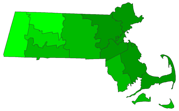 2012 Presidential Republican Primary - Massachusetts Election County Map