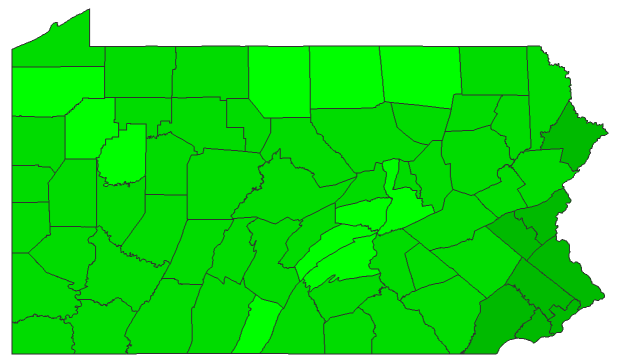 2012 Presidential Republican Primary - Pennsylvania Election County Map
