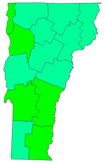 2012 Presidential Republican Primary - Vermont Election County Map