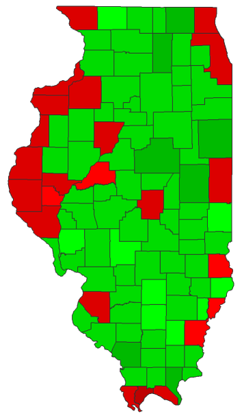 2016 Presidential Democratic Primary - Illinois Election County Map