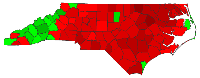 2016 Presidential Democratic Primary - North Carolina Election County Map