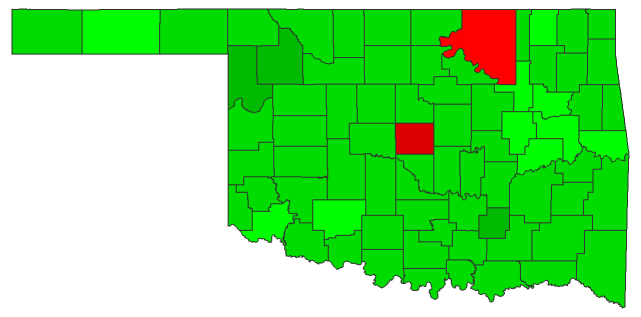 2016 Presidential Democratic Primary - Oklahoma Election County Map