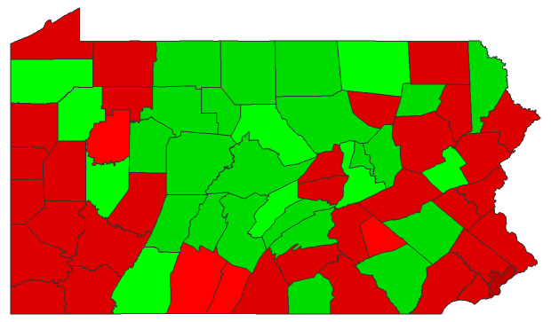 2016 Presidential Democratic Primary - Pennsylvania Election County Map