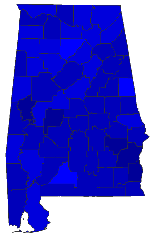 2020 Presidential Democratic Primary - Alabama Election County Map