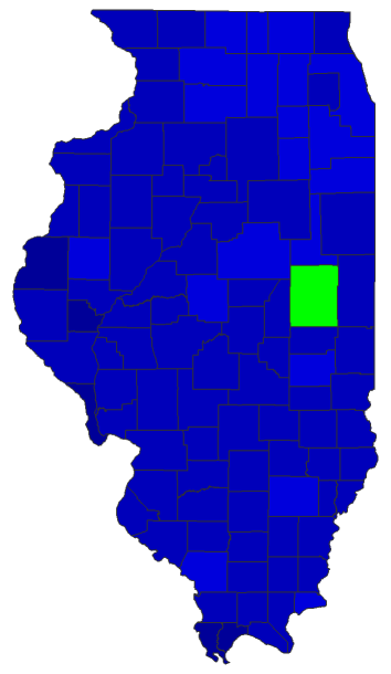 2020 Presidential Democratic Primary - Illinois Election County Map