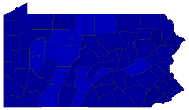 2020 Presidential Democratic Primary - Pennsylvania Election County Map