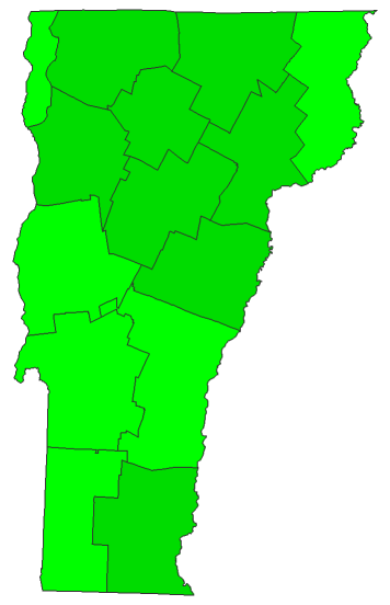 2020 Presidential Democratic Primary - Vermont Election County Map