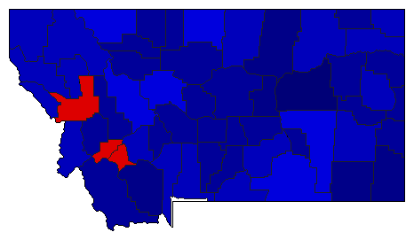 1994 Montana County Map of General Election Results for Senator