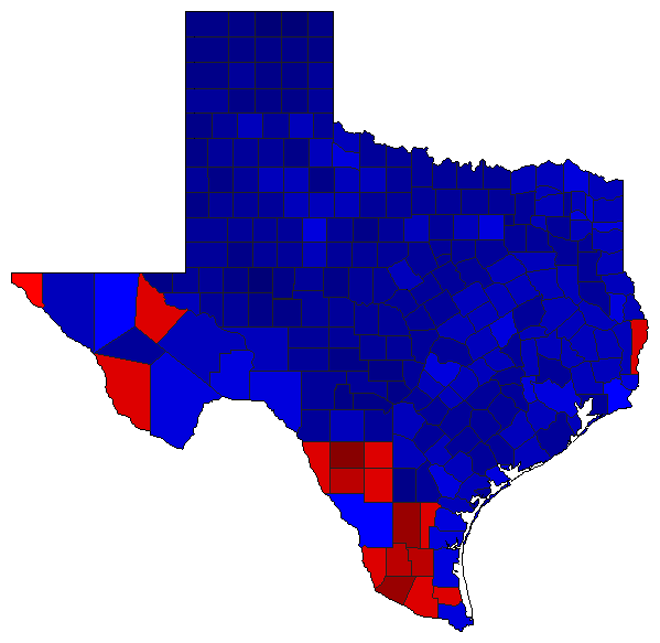 2000 Texas County Map of General Election Results for Senator