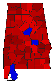 1990 Alabama County Map of General Election Results for Senator