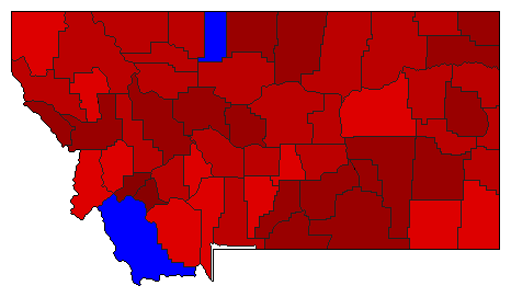 1990 Montana County Map of General Election Results for Senator