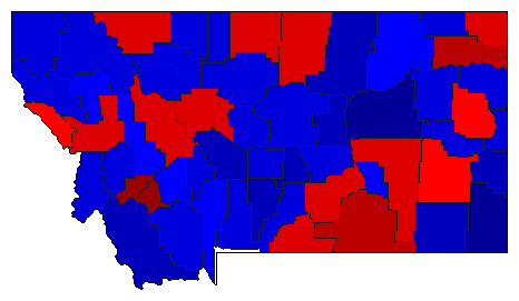 1996 Montana County Map of General Election Results for Senator