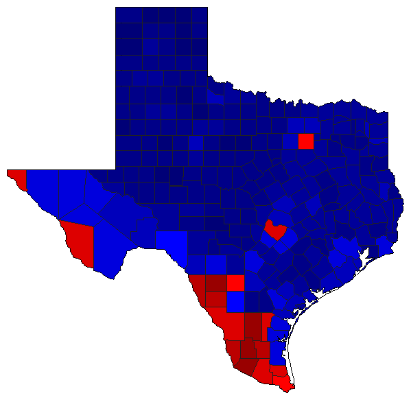 2014 Texas County Map of General Election Results for Senator