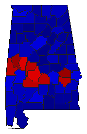 2004 Alabama County Map of General Election Results for Senator