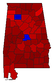 1960 Alabama County Map of General Election Results for Senator
