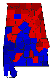 1962 Alabama County Map of General Election Results for Senator