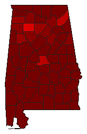 1950 Alabama County Map of General Election Results for Governor