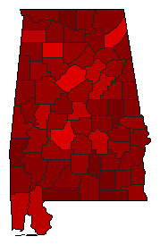 1954 Alabama County Map of General Election Results for Governor