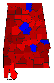 1982 Alabama County Map of General Election Results for Governor