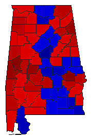 1994 Alabama County Map of General Election Results for Governor