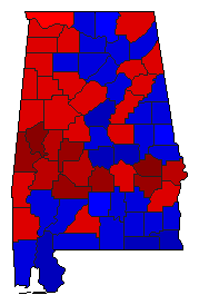 2002 Alabama County Map of General Election Results for Governor